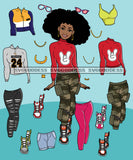Bundle Afro Lola Woman Kit Be Creative Templates Kits Create Designs Fun Project Hipster Girl Fashion Cool Outfits Boss Lady Black Woman Nubian Melanin Popping SVG Cutting Files For Silhouette Cricut and More
