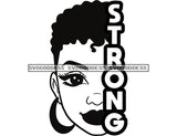 Half Face Black Woman Short Afro Strong In BW SVG JPG PNG Vector Clipart Cricut Silhouette Cut Cutting