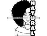 Half Face Black Woman Afro Headband Natural In BW SVG JPG PNG Vector Clipart Cricut Silhouette Cut Cutting