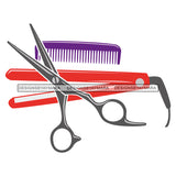 Hair Salon Scissors Comb Flat Iron Color SVG JPG PNG Vector Clipart Cricut Silhouette Cut Cutting