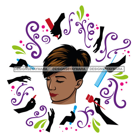 Hair Salon Comb Makeup Black Woman SVG JPG PNG Vector Clipart Cricut Silhouette Cut Cutting