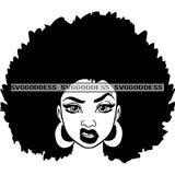 Savage Black Woman Big Afro In BW SVG JPG PNG Vector Clipart Cricut Silhouette Cut Cutting