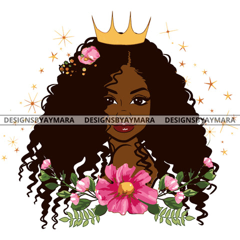 Crown Queen Black With Dark Pink Flowers SVG JPG PNG Vector Clipart Cricut Silhouette Cut Cutting