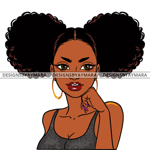 Sassy Black Woman  In Gray Tank Top SVG JPG PNG Vector Clipart Cricut Silhouette Cut Cutting