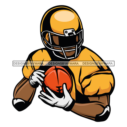 Football Player Football Sports Ball Carrier Yellow Gold Helmet  SVG JPG PNG Vector Clipart Cricut Silhouette Cut Cutting