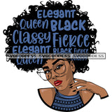 Sister Diva With Blue Words In Hair Wearing Glasses Fierce SVG JPG PNG Vector Clipart Cricut Silhouette Cut Cutting