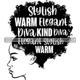 Sister Curly Hair With Words Stylish In BW SVG JPG PNG Vector Clipart Cricut Silhouette Cut Cutting