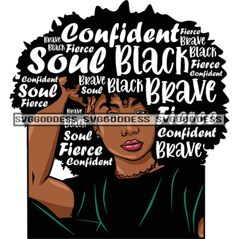 Sister With Big Afro Words In Hair Fierce SVG JPG PNG Vector Clipart Cricut Silhouette Cut Cutting