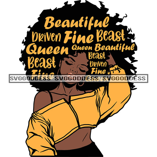 Sister Diva With Gold Words In Hair Beast In Gold Top SVG JPG PNG Vector Clipart Cricut Silhouette Cut Cutting