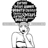 Sister Diva With Words In Hair Gifted In BW SVG JPG PNG Vector Clipart Cricut Silhouette Cut Cutting