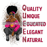 Queen Quality Unique Educated Elegant Natural Afro Boots Woman Pink Top Afro Hair Posing SVG JPG PNG Vector Clipart Cricut Silhouette Cut Cutting