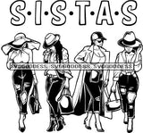 Sista's With Afro In Long Pants Sistas Best Friends Melanin Wearing Hat SVG JPG PNG Clipart Cricut Silhouette Cut Cutting