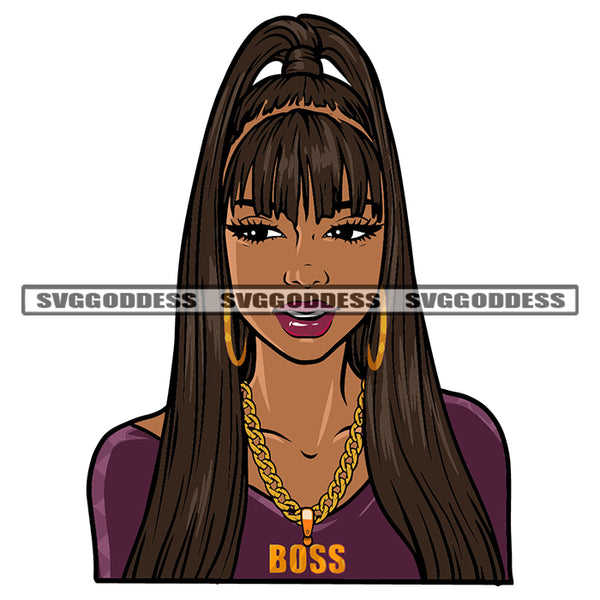 Beautiful Woman Head Design Element State Hair Style Smile Face Vector Sexy Look Afro Hair Style White Background Cute Eyes Design SVG JPG PNG Vector Clipart Cricut Cutting Files