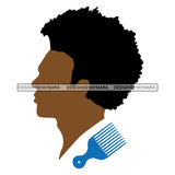 Black Man With Afro Blue Afro Pick SVG JPG PNG Vector Clipart Cricut Silhouette Cut Cutting