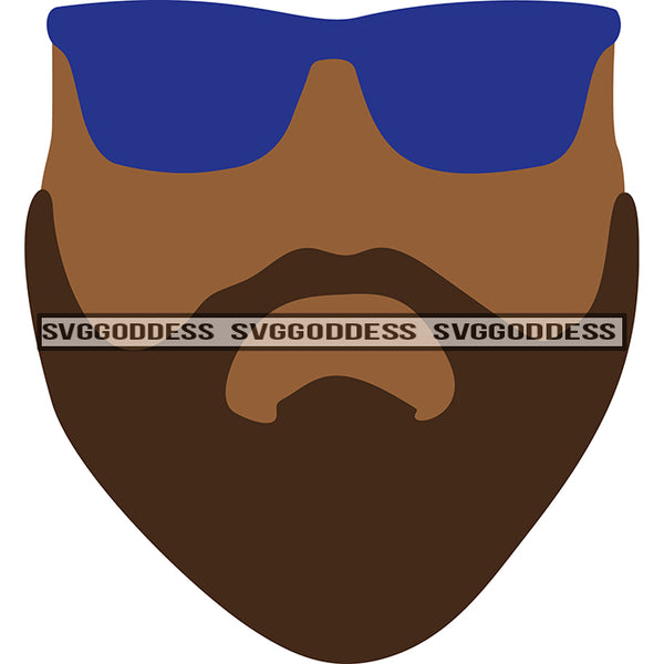 Bearded Man Blue Sunglasses Mustache Beard Brown Skin Black Man SVG JPG PNG Vector Clipart Cricut Silhouette Cut Cutting