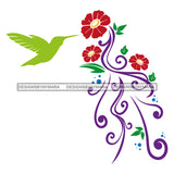 Hummingbird Bird Flowers Green Hummingbird SVG JPG PNG Vector Clipart Cricut Silhouette Cut Cutting