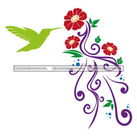 Hummingbird Bird Flowers Green Hummingbird SVG JPG PNG Vector Clipart Cricut Silhouette Cut Cutting