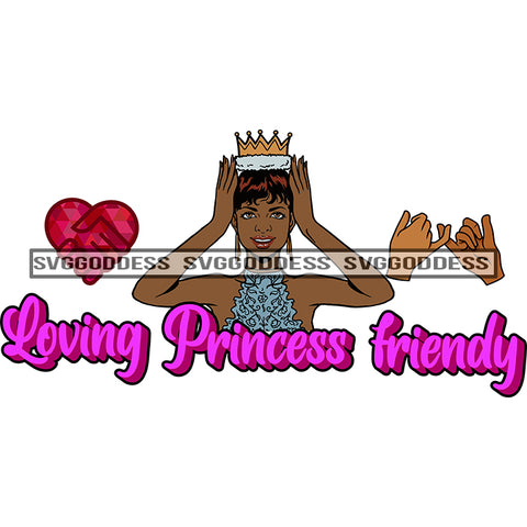 Afro Woman Loving Princess Friendly Short Hair SVG JPG PNG Vector Clipart Cricut Silhouette Cut Cutting
