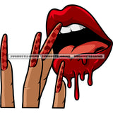 Woman Lips And Finger Design Element Long Nail African American Woman Long Nail Design Element SVG JPG PNG Vector Clipart Cricut Silhouette Cut Cutting