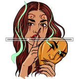 Afro Woman Showing Keep Silent Pose Smile Face Long Nail And Hand Holding Face Mask Design Element White Background Smoke Symbol Fly SVG JPG PNG Vector Clipart Cricut Silhouette Cut Cutting