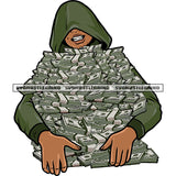 Smile Face African American Woman Hand Holding Lot Of Money Note Or Money Bundle Design Element Afro Woman Hide Eyes SVG JPG PNG Vector Clipart Cricut Silhouette Cut Cutting