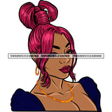 Red Head Melanin Woman Smile Face Design Element African American Woman Wearing Hoop Earing White Background SVG JPG PNG Vector Clipart Cricut Silhouette Cut Cutting