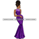 African American Woman Standing Afro Hairstyle Design Element Wearing Hoop Earing Vector White Background SVG JPG PNG Vector Clipart Cricut Silhouette Cut Cutting