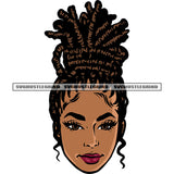 Locus Hairstyle African American Woman Smile Face Beautiful Afro Woman Head Design Element White Background SVG JPG PNG Vector Clipart Cricut Silhouette Cut Cutting