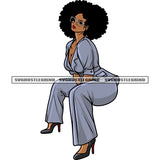 African American Woman Sitting Pose Afro Girls Wearing Sunglass Puffy Hairstyle Nurses Design Element White Background SVG JPG PNG Vector Clipart Cricut Silhouette Cut Cutting