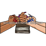 African American Woman Hard Praying Hand On Holy Book Long Nail Black Beauty Hand Design Element SVG JPG PNG Vector Clipart Cricut Silhouette Cut Cutting