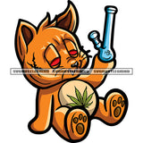Gangster African American Scarface Cat Sitting On Floor Hand Holding Weed Pipe Cat Red Eyes Marijuana Leaves Logo Design Element SVG JPG PNG Vector Clipart Cricut Silhouette Cut Cutting
