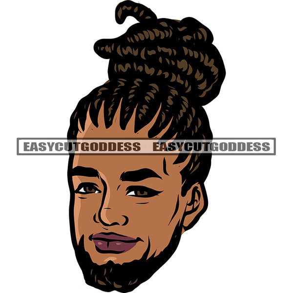 Smile Face Gangster African American Man Head Design Element Locus Hairstyle White Background SVG JPG PNG Vector Clipart Cricut Silhouette Cut Cutting