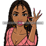 Melanin Girls Showing Ok Hand Sign African American Girls Angry Face Melanin Girls Wearing Hoop Earing Locus Hairstyle Design Element Wearing Hoop Earing SVG JPG PNG Vector Clipart Cricut Silhouette Cut Cutting