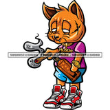 Gangster African American Scarface Cat Hand Holding Weed Roll And Wine Bottle Design Element Scarface Cat Red Eyes SVG JPG PNG Vector Clipart Cricut Silhouette Cut Cutting