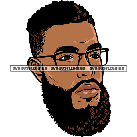 Gangster African American Man Face Design Element Afro Man Wearing Sunglass Afro Short Hairstyle Melanin Man White Background SVG JPG PNG Vector Clipart Cricut Silhouette Cut Cutting