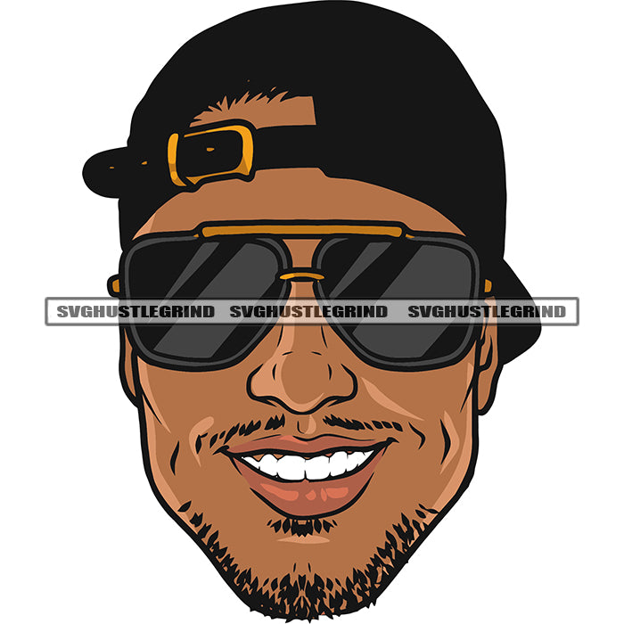 Only Head Smile Face African American Basketball Player Afro Man Weari ...