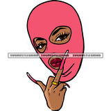Afro Girls Showing Middle Finger African American Gangster Woman Wearing Ski Mask Head Design Element SVG JPG PNG Vector Clipart Cricut Silhouette Cut Cutting