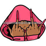 African American Woman Showing Double Hand Middle Finger Afro Woman Hide Face Design Element Melanin Woman Hand Long Nail White Background SVG JPG PNG Vector Clipart Cricut Silhouette Cut Cutting