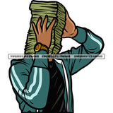 African American Woman Hand Holding Lot Of Money Bundle Afro Woman Wearing Watch Vector Design Element Whit Background SVG JPG PNG Vector Clipart Cricut Silhouette Cut Cutting