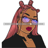 Gangster African American Woman Showing Middle Finger And Long Nail Wearing Sunglass Design Element Afro Woman Smile Face Color Long Hairstyle White Background SVG JPG PNG Vector Clipart Cricut Silhouette Cut Cutting
