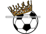 Soccer King Winner Sport Champion Varsity Player Game Ball Crown Gold Champ Trophy Tournament Art .SVG .EPS .PNG Vector Clipart Cricut Circuit Cut Cutting