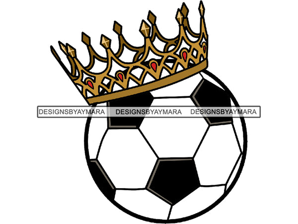 Soccer King Winner Sport Champion Varsity Player Game Ball Crown Gold Champ Trophy Tournament Art .SVG .EPS .PNG Vector Clipart Cricut Circuit Cut Cutting