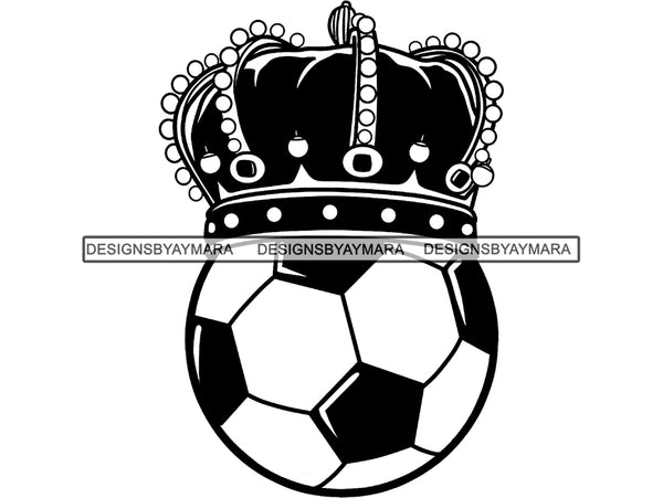 Soccer King Winner Sport Champion Varsity Player Game Ball Crown Gold Champ Trophy Tournament Art .SVG .EPS .PNG Vector Clipart Cricut Circuit Cut Cutting