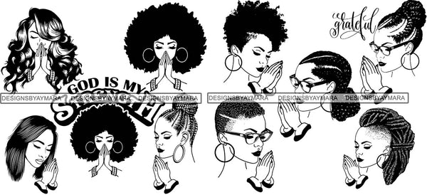 Bundle 10 Afro Beautiful Woman SVG Cutting Files For Silhouette and Cricut