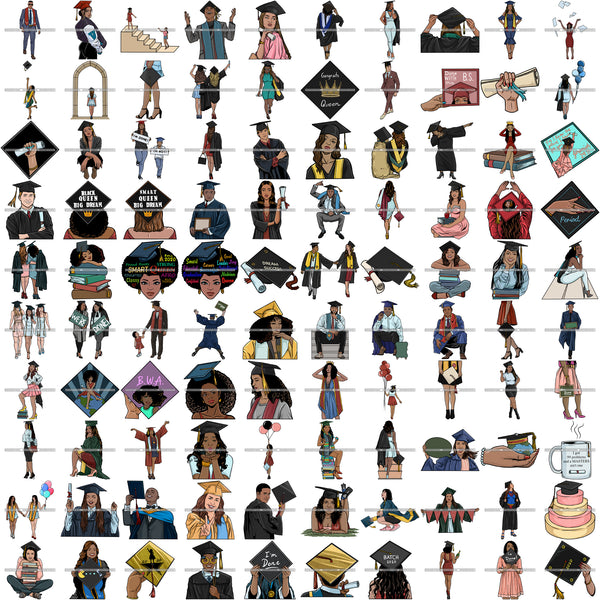 Super Bundle 100 University Cap Education College Graduation School Ceremony Student Success Achievement SVG Cutting Files