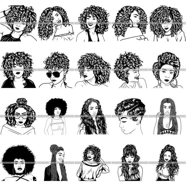 Super Special Bundle 200 Afro Woman SVG Files For Cutting and More.
