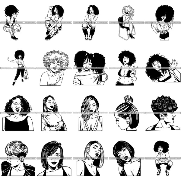 Super Special Bundle 200 Afro Woman SVG Files For Cutting and More.