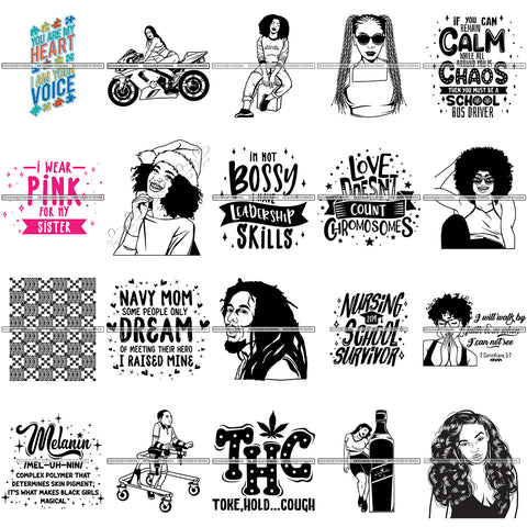 Bundle 20 Beautiful Designs SVG Quotes Files For Silhouette and Cricut