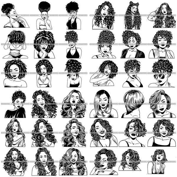Super Special Bundle 36 Afro Beautiful Woman SVG Cutting Files For Silhouette and Cricut