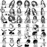 Super Special Bundle 36 Afro Beautiful Woman SVG Cutting Files For Silhouette and Cricut